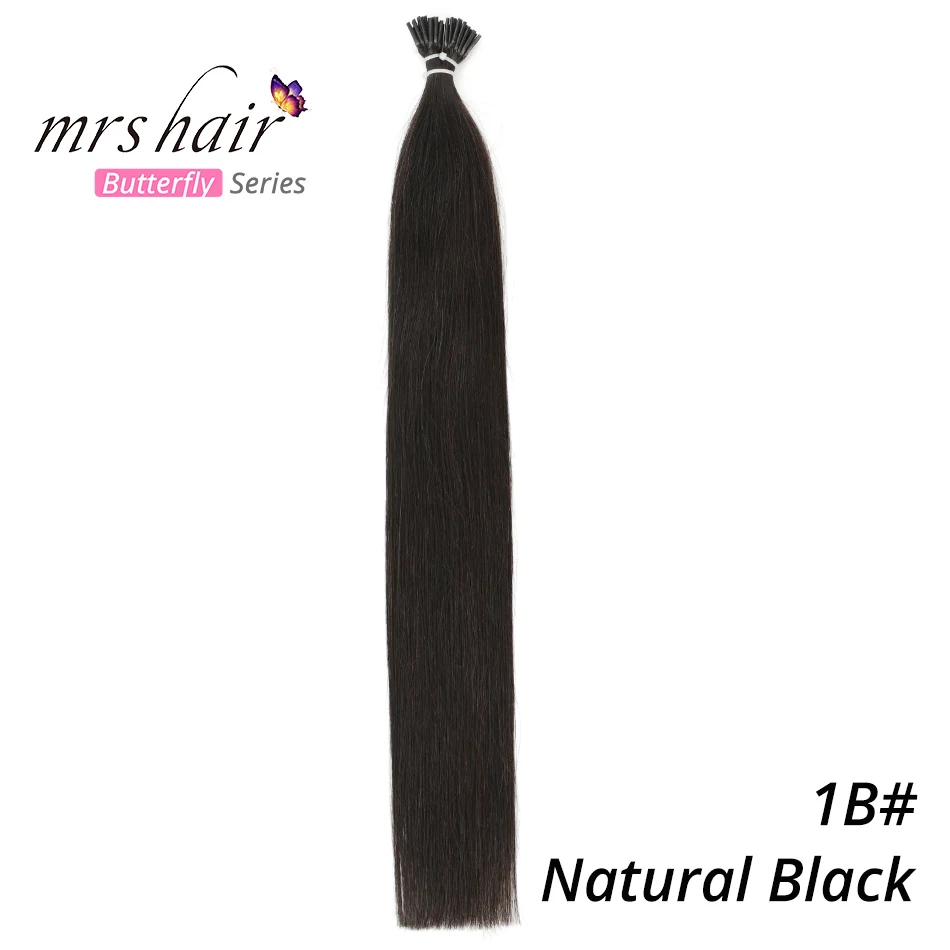 MRSHAIR 1 г/шт. 1" 20" 2" предварительно связаны волос я Совет машина сделала Реми прямые человеческие волосы на капсуле настоящие волосы 50 шт - Цвет: # 1B
