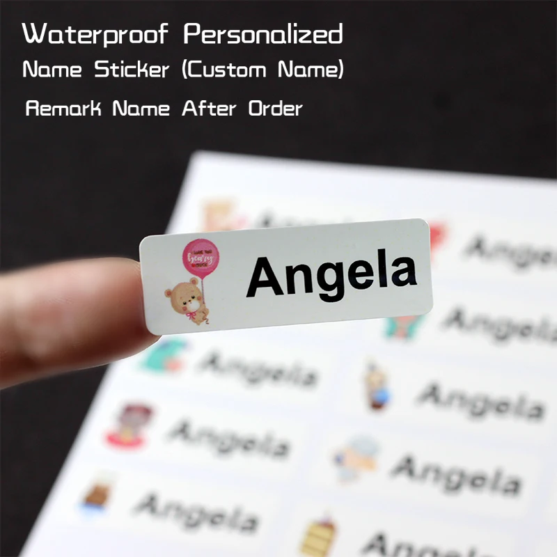 100pcs name tag stickers personalized custom children's toys transparent stickers school pencil water cup stickers