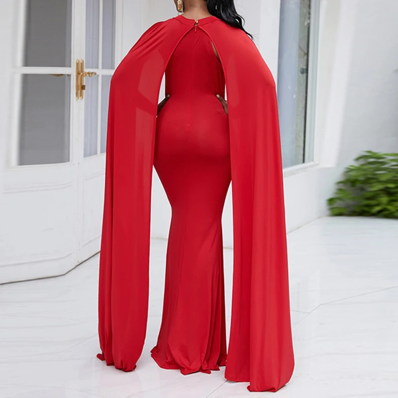Cap рукавом вечернее платье Bodycon Элегантные красные вечерние туфли на выпускной с