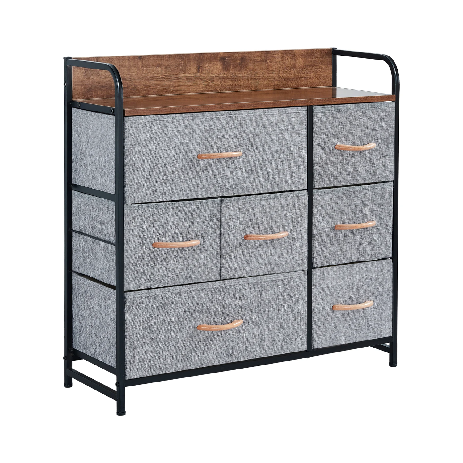 7 Drawer Dresser Organizer Fabric Dressers for Bedroom Storage Tower for Hallway Closets Sturdy Steel  Frame Wood Top