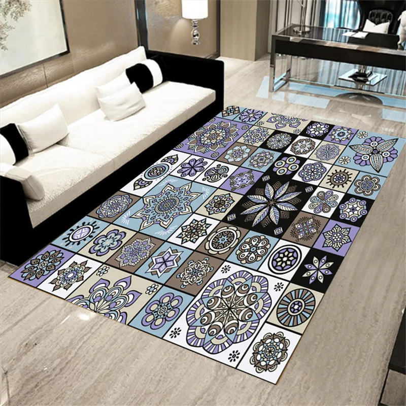 

Bohemia Lattice Carpets for Home Living Room Retro Persian Rugs Washable Kids Adult Area Bedroom Decor Geometry Anti-slip Carpet