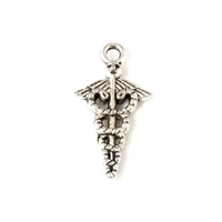 200pcs antique silver alloy medical symbol caduceus charms pendants for jewelry making bracelet necklace diy accessories a 195