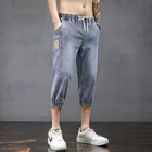2021 летние капри джинсы мужские свободные прямые эластичные корейские модные Свободные повседневные универсальные Капри шорты одежда уличная S-5XL