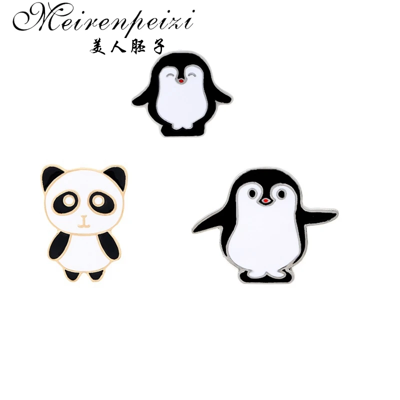 1 шт. новая милая мультяшная панда Пингвины Капельное масло брошь булавки Кнопка