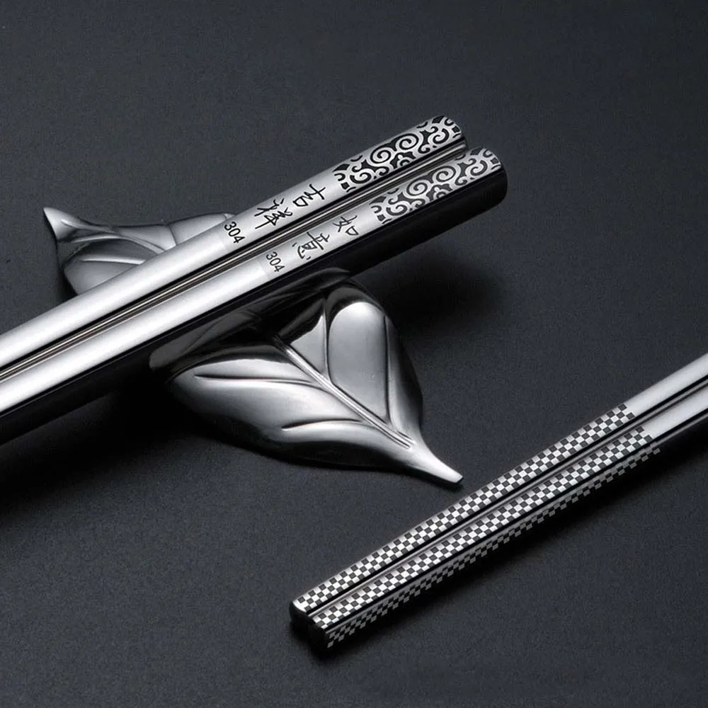 Палочки для еды из нержавеющей стали черные корейские Нескользящие палочки