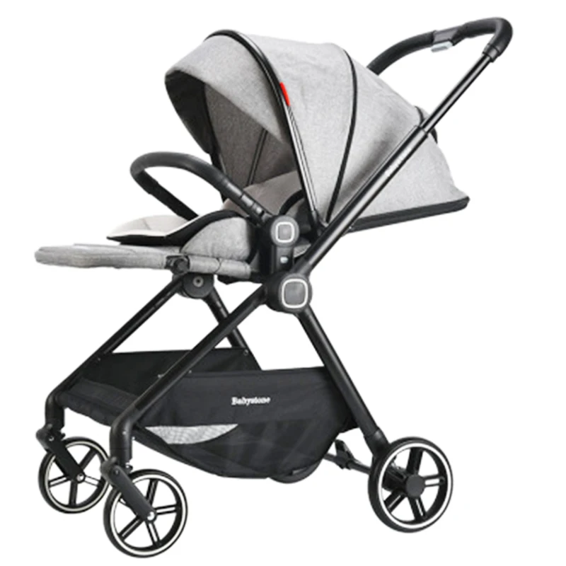 High Landscape Stroller Can Sit and Lie Down and Light Folding Aluminum Alloy Umbrella Four-wheeled Two-way Baby Stroller
