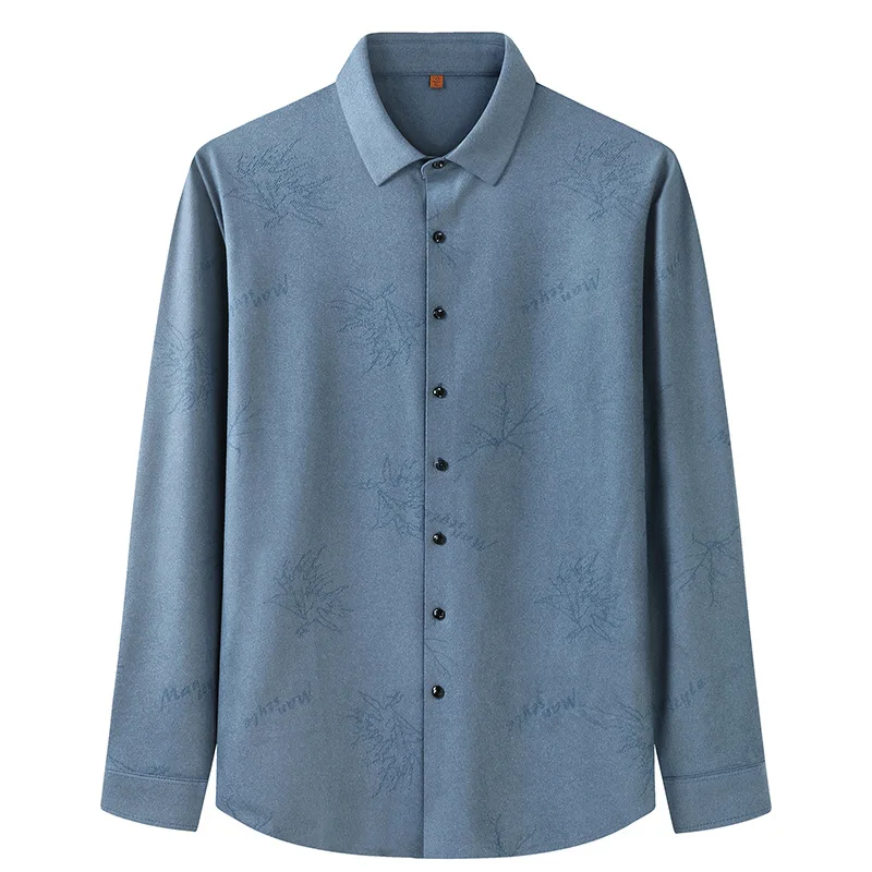 

Autumn 2020 new men's fattening plus size fashion leisure printing long sleeve shirt men's fat shirt