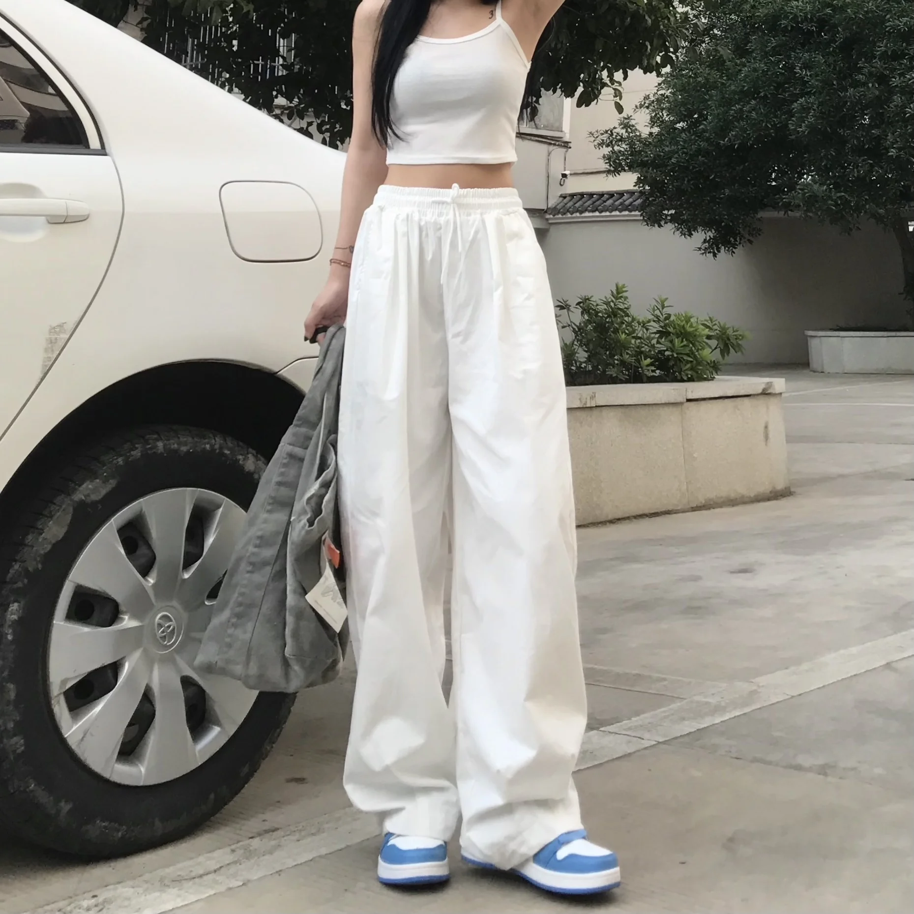 Свободные повседневные штаны для колледжа свободные и Белые Повседневные