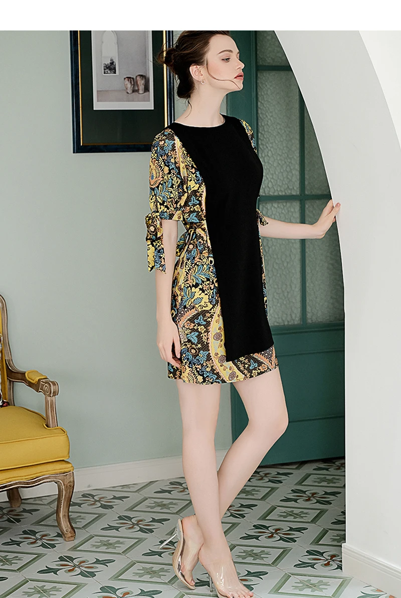 Винтажные Модные женские Платья с цветочным принтом бандажные дизайнерские