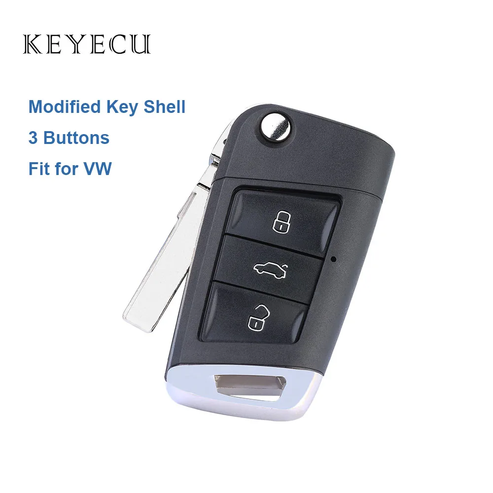 

Keyecu Relacement Новые 3 кнопки Модифицированная Складная откидная оболочка ключа дистанционного управления Крышка для Volkswagen Golf 7 Jetta Passat Beetle Polo Bora