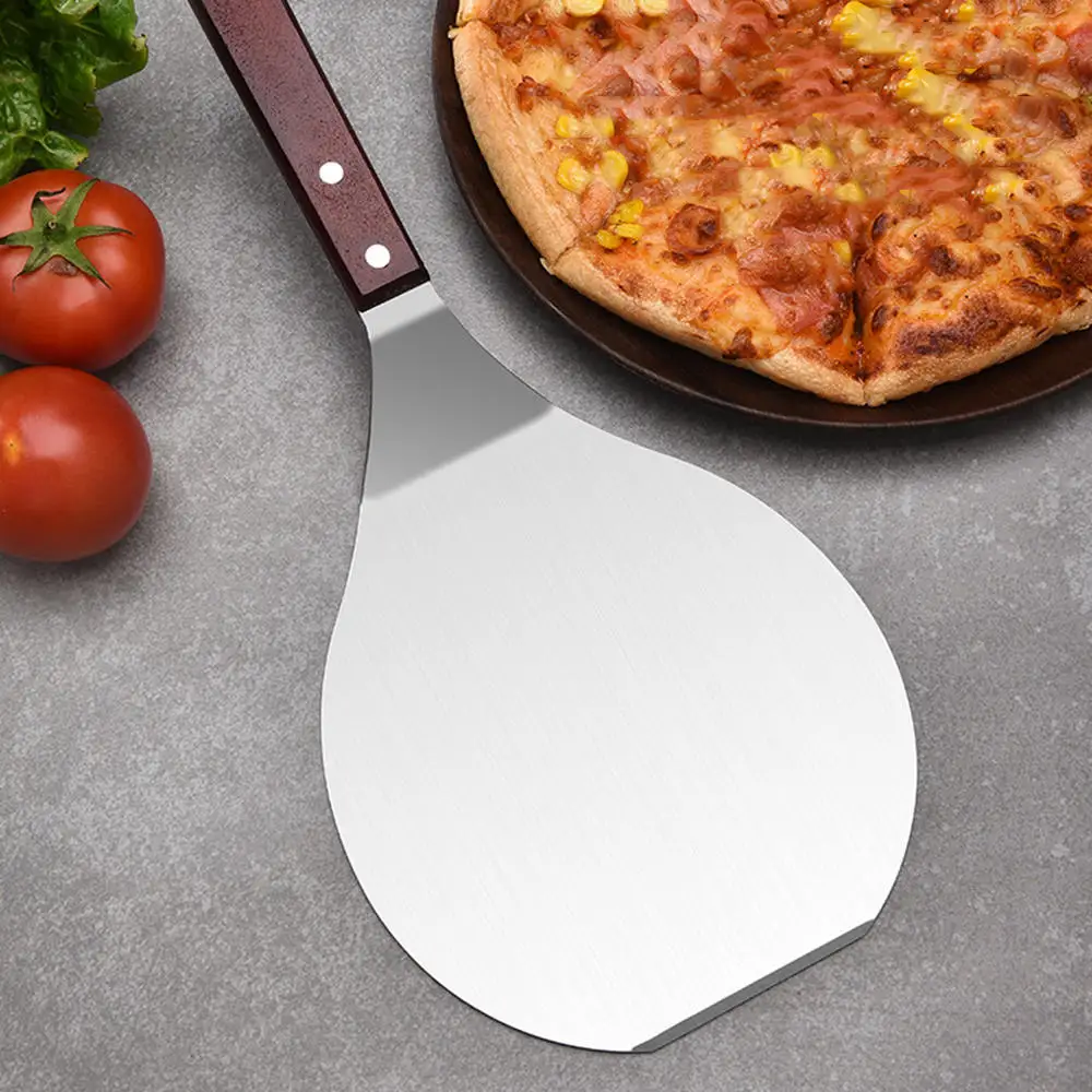 

8 Inch High Quality Stainless Steel Pizza Shovel Peel With Long Wooden Handle Pastry Tools Accessories Pizza Paddle Spatula