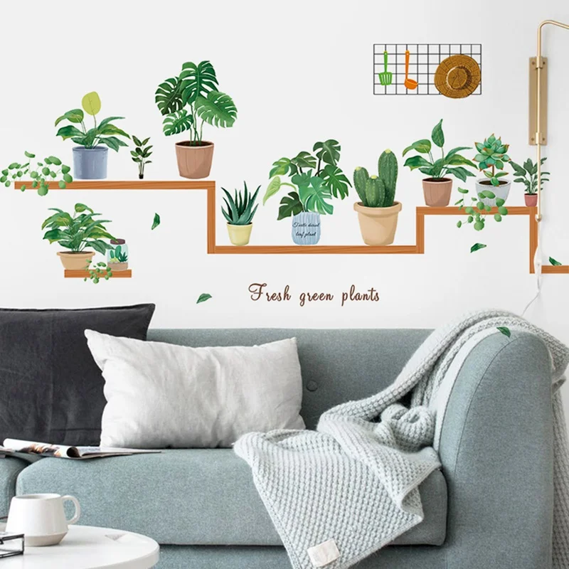 

Ins Potted Plant Combination Wall Stickers Home Decoration Background Wall Stickers Self-adhesive Removable Wall Stickers