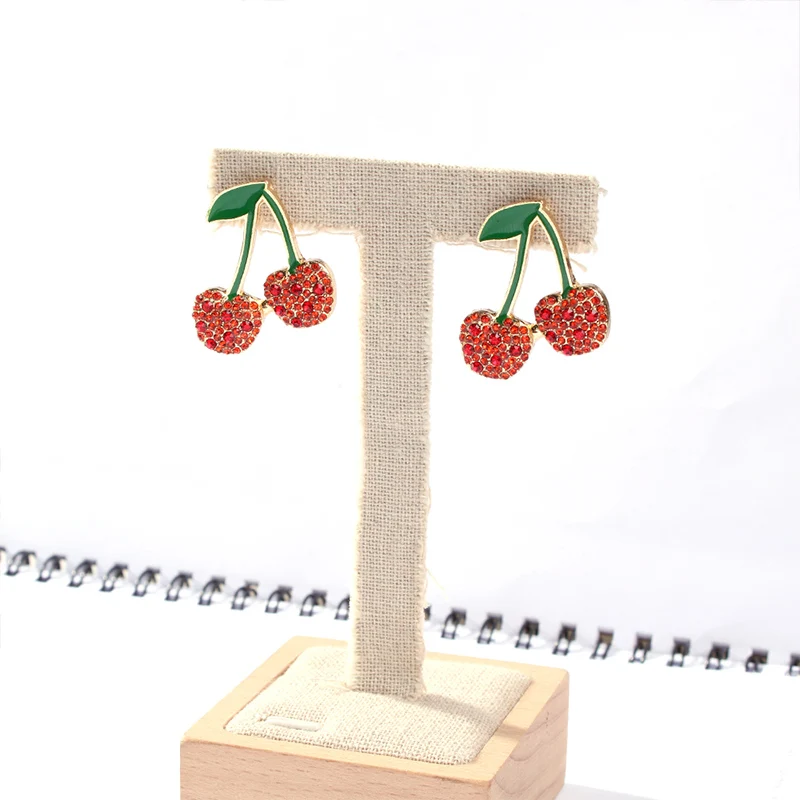 Lalynnlys Cute Cherry Watermelon Pineapple Drop Earrings New Fashion Rhinestone Fruit Dangle Earrings Ear Accessories Hot E60491