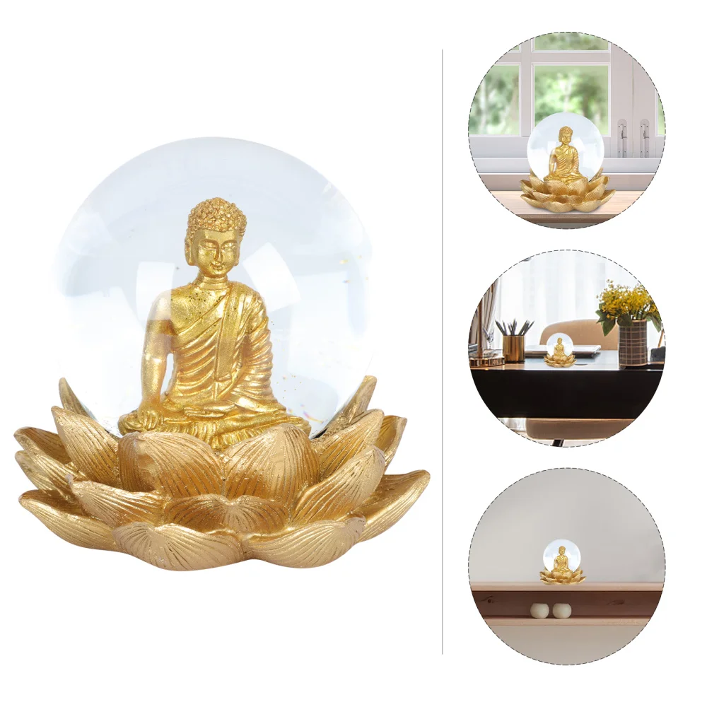 

1pc Glass Dome Statue Desktop Ornament Lotus Base Ornament