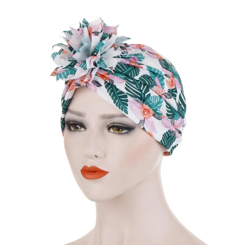 

muslim headscarf bonnet turban africain femme turbante mujer floral print turban caps for women soild cotton hijab caps