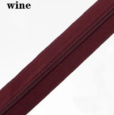 WINE 5 м длинная молния нейлон 3# пододеяльник подушка одеяло невидимая молния двойная молния черный и белый - Цвет: WINE