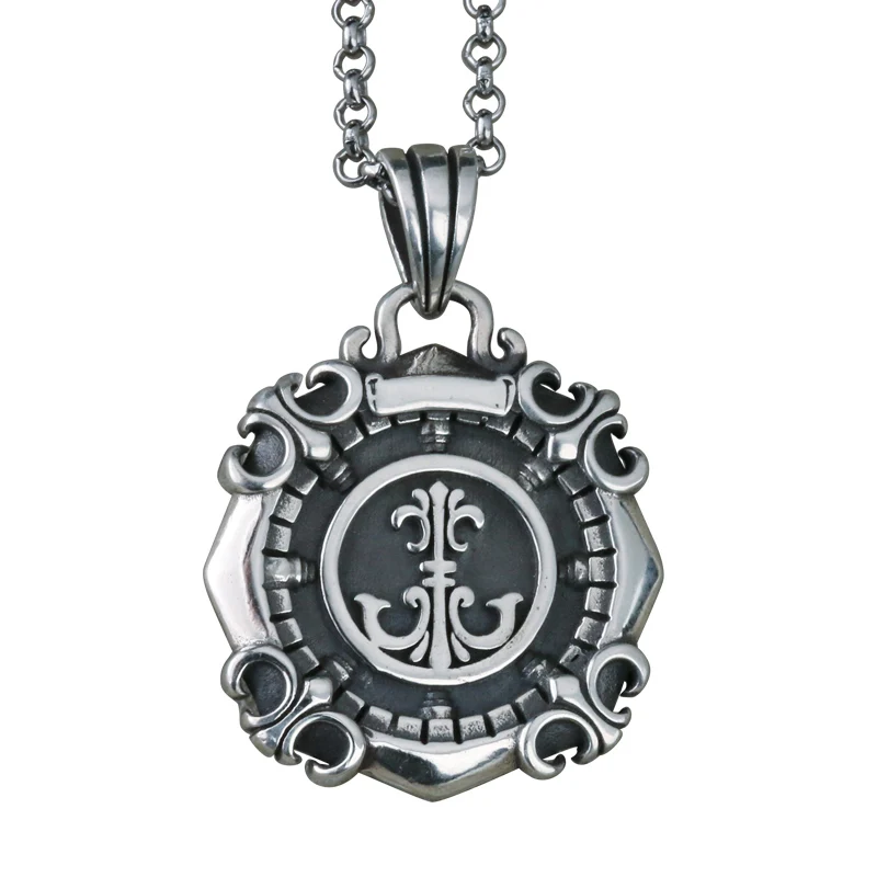 

New Boys Necklace Tide Brand Silver Star Sea Compass Pendant Hip Hop Clothes Accessories Pendant High Street Necklace