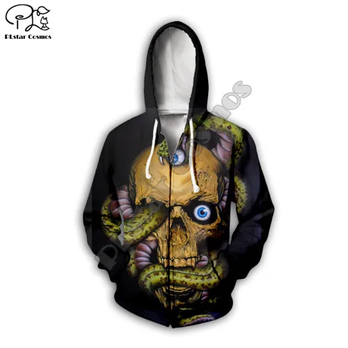 zip hoodie Новые мужские и женские толстовки на молнии с 3D принтом животных, фриков, змей, Триппи Харадзюку, толстовка, Модный пуловер с капюшоном, большие размеры, верхняя одежда - Цвет: zip hoodie