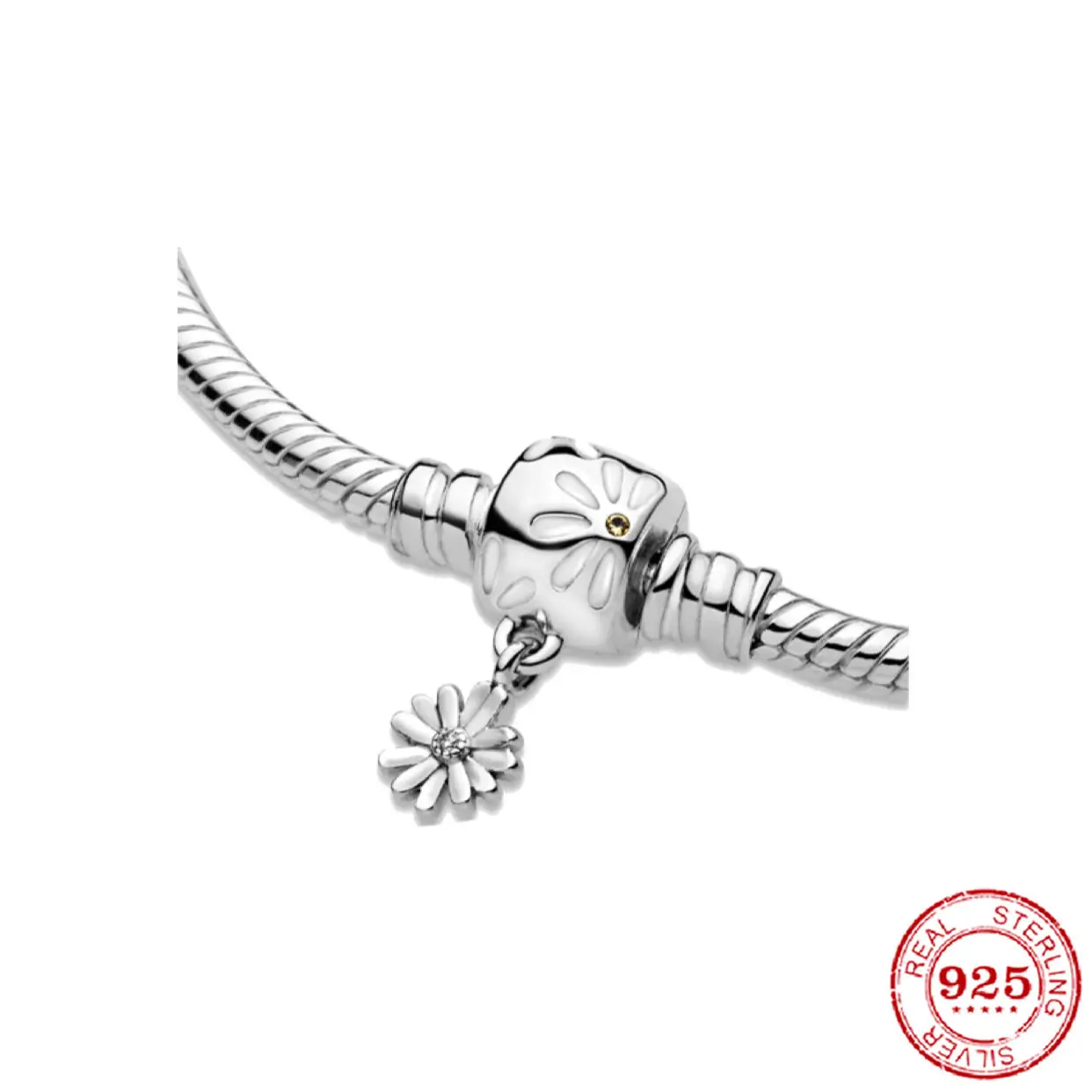 

Cuentas para pulsera de plata de ley 925, accesorio para pulsera de Margarita pequea, joyera femenina, regalo para novia