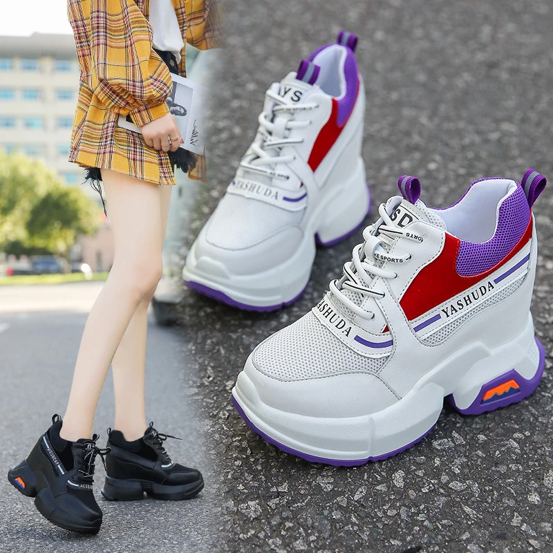 

Spring Women's Sneakers 2021 Women's Shoes New Inner Heightening Platform Shoes Comfortable Lace-up Outdoor Walking Casual Shoes