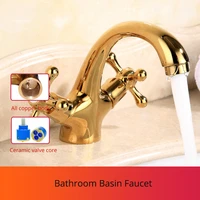 high quality copper hot and cold basin faucet dual handle single hole bathroom basin faucet classic mixed tap