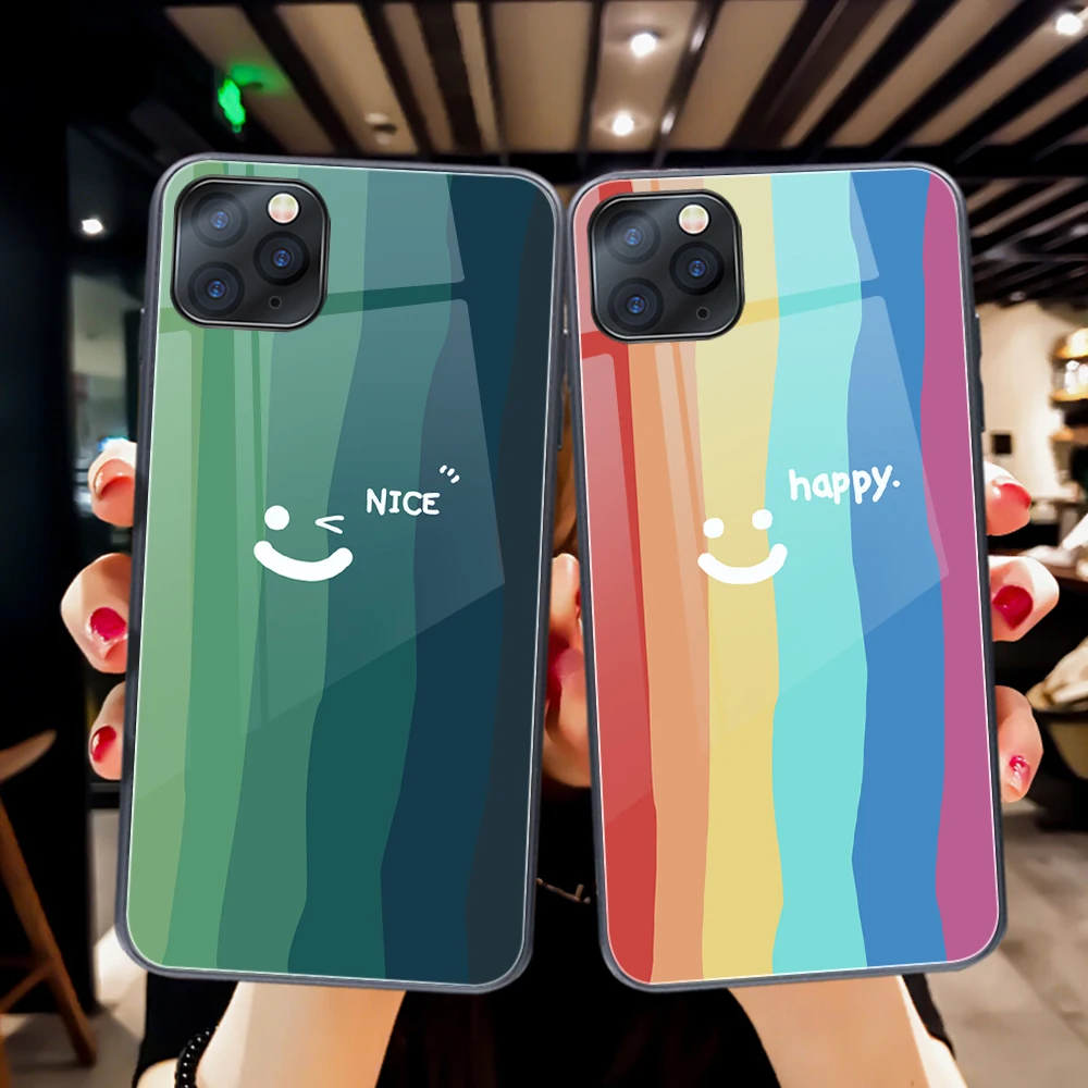 

Color Mountain Case For iPhone 11 12 Pro Max Mini Cover for iPhone 7 8 6 S X XR XS Max SE 2020 Plus Tempered Glass Phone Fundas