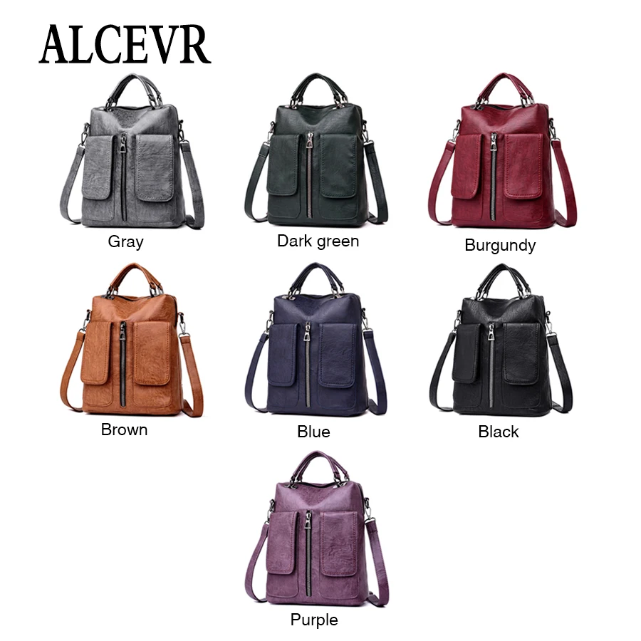 ALCEVR, женский рюкзак, высокое качество, из искусственной кожи, Mochila Escolar, школьные сумки для девочек-подростков, винтажные рюкзаки с верхней ручкой, Bolsa
