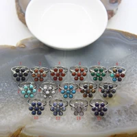 flower shape energy gems adjustable rings for women7 chakra natural quartz crystal personalized finger rings jewelry gift