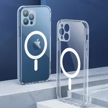 Phone Case For iPhone11 12 iPhone 13 Pro Max Case Magnetic Funda iPhone 11 12 Pro 13 Mini Clear Magsafing Wireless Charger Cover