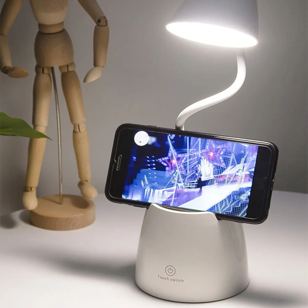 

3 Color Modes For Bedroom Dimmable With Pen Holder USB Charging Touch Switch Study Table LED Lamp Desk Light Eye Caring