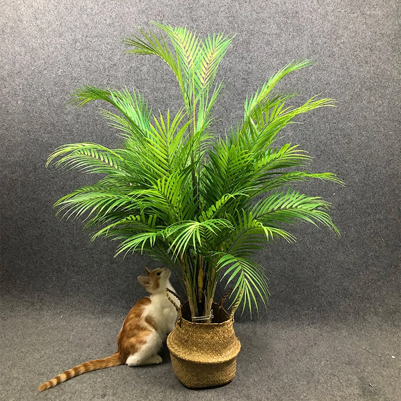 98cm Large Artificial Palm Tree Tropical Tall Plants Fake Plastic Green Palm Leaves Ground Pot Plant For Home Wedding Decoration