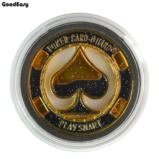 

Hot Poker Cards Guard Protector Metal Token Coin with Plastic Cover Casino Texas Poker Chip Button - Poker Coins Collect