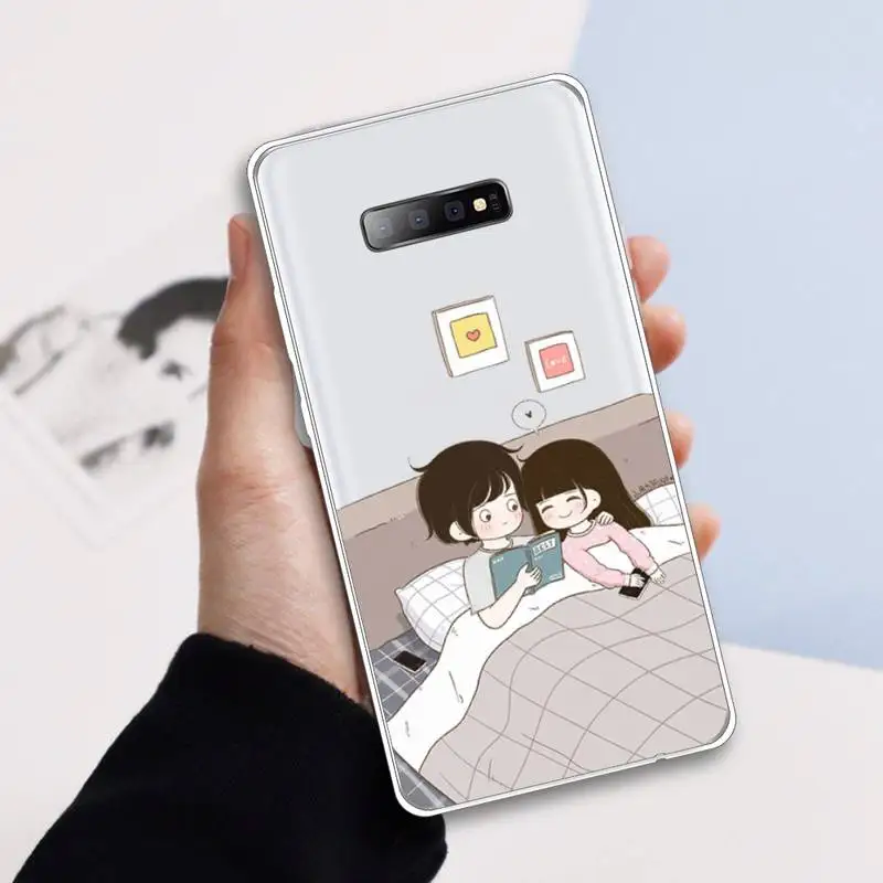 

Cartoon couple BFF Phone Case Transparent For Samsung Galaxy A71 A21s S8 S9 S10 plus note 20 ultra
