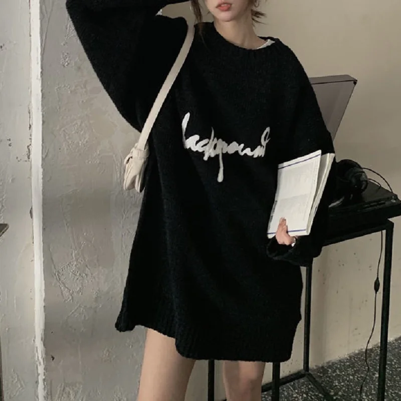 Фото - Женский трикотажный свитер большого размера с круглым вырезом и длинным рукавом женский трикотажный костюм свитер с круглым вырезом и длинным рукавом