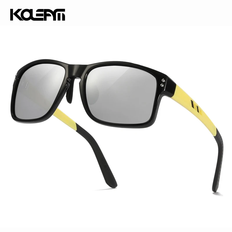 Мужские зеркальные солнцезащитные очки KDEAM большие Серебристые из нержавеющей