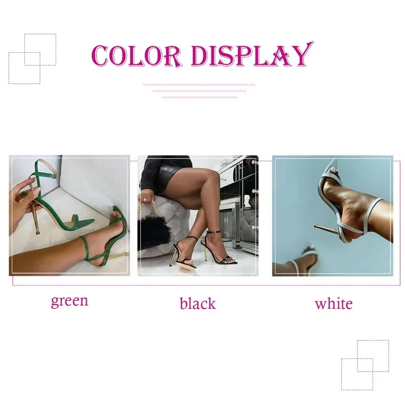 2021 Summer Sandals Ankle Strap Green Women's High Heels Shoes11CM Sandals Pointed Toe Female Wedding Party Shoes Sandalias