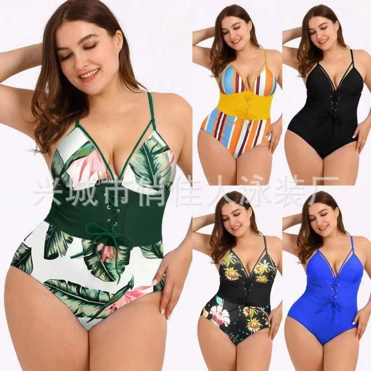 

Women's Swimming Wading Oversize Sexy Swimsuit Bikini High Waist Swimwear Bathing Women Biquini Push Up Beach Dress Plus Size