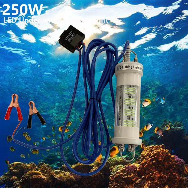 250W светодиодный рыболовный светильник снасти для ловли окуня 12V подводный