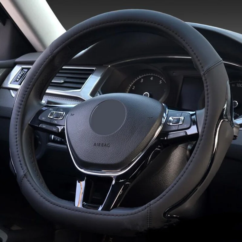 D Форма кожаный чехол рулевого колеса автомобиля для Volkswagen Golf 6 7 Polo Passat Tiguan 2016 2017