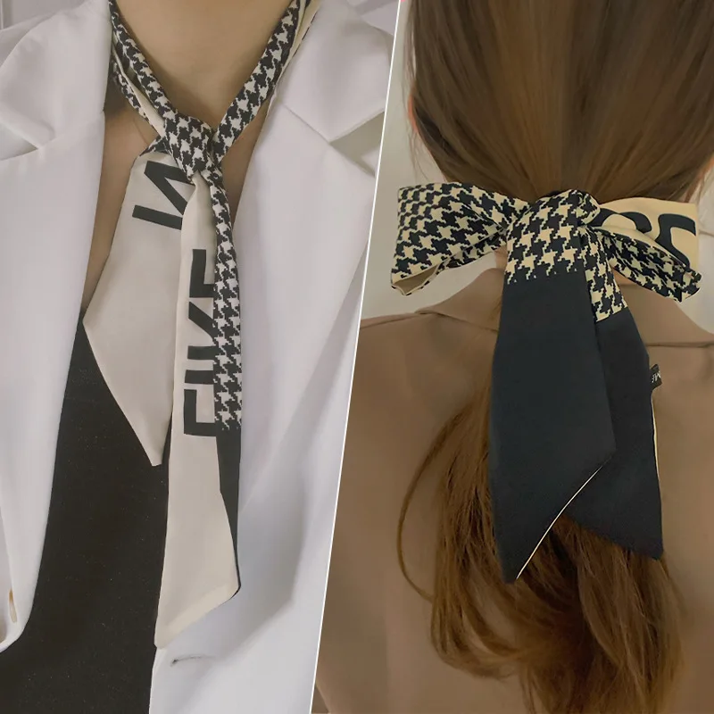 

Summer Hair Band Female Tying Hair Silk Scarf French Retro Ribbon Hair Accessories Headdress Sen Tie Ribbon Banding Headscarf