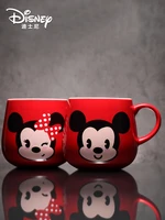disney ceramic cup mickey minnie genuine water cup creative cute large capacity cartoon mug with spoon