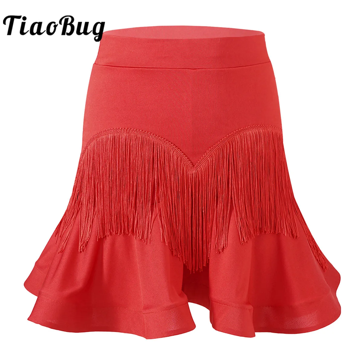 

Women's Ballroom Latin Tango Dance Skirt High Waist Fringe Stage Dance Costume Adult Salsa Rumba Dance Dress with Shorts