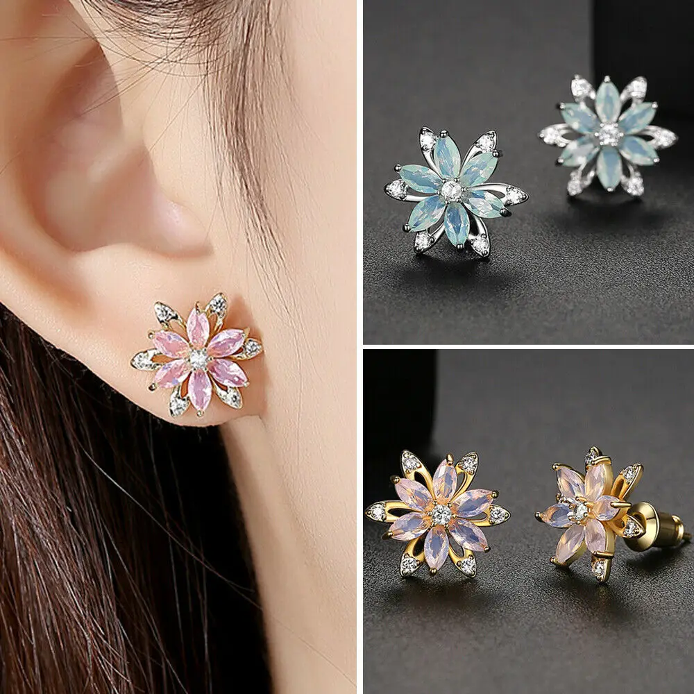 Женские серьги гвоздики из белого золота с фианитами|Серьги-гвоздики| |