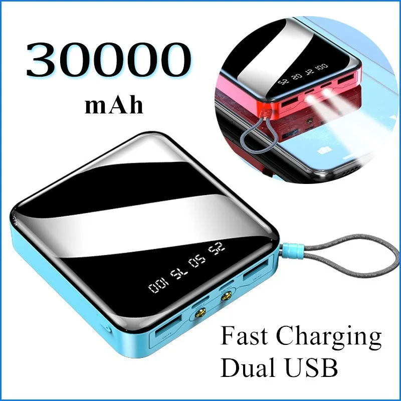 Mini PowerBank 30000mAh External Dual USB Phone Battery Portable LED Lighting Digital Display Fast Charger | Мобильные телефоны и