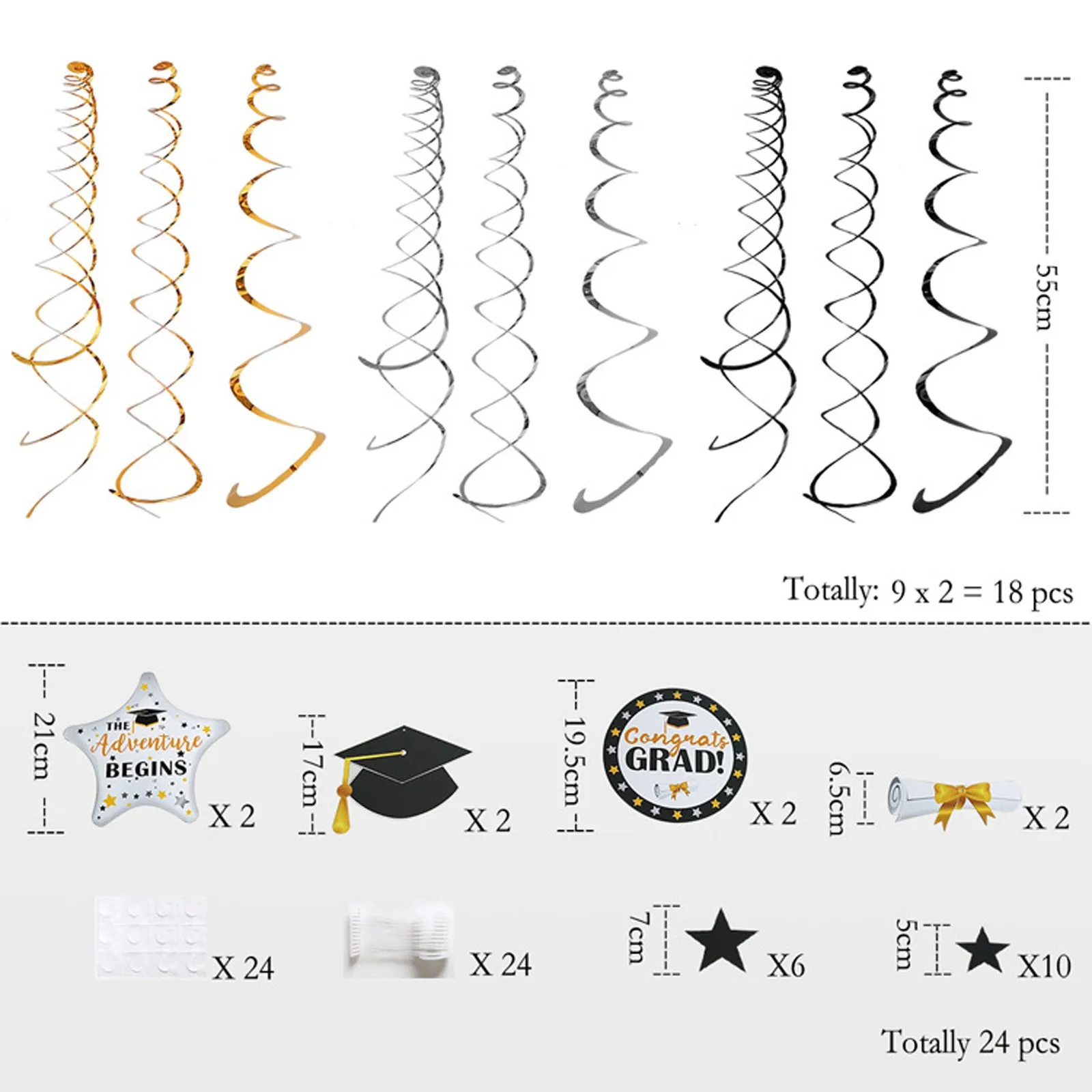 

2019 New Gold Pull Banner Student Graduation Ceremony Season Spiral Pendantparty Banner Decoration Party Decorations Home Decor