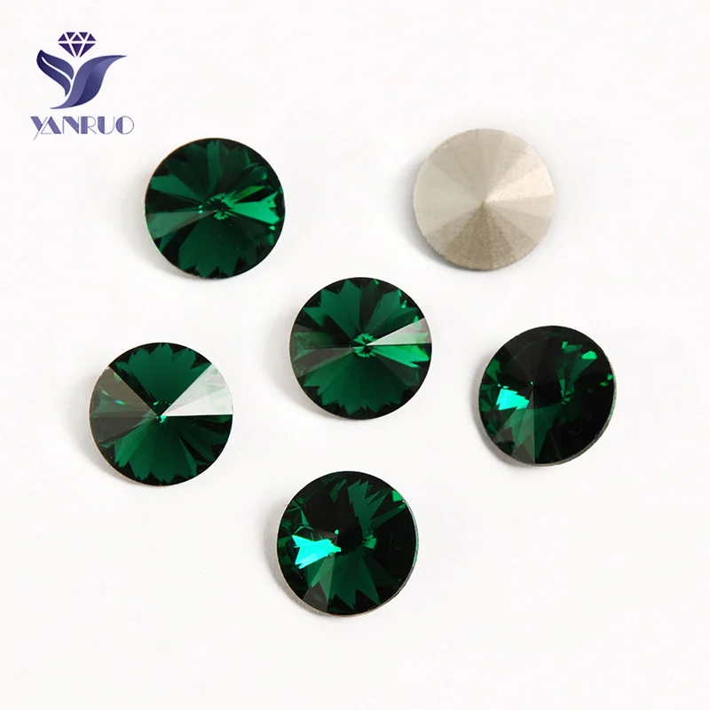 Emerald Yanruo 1122 стакан Rivoli пришить хрустальные бусины элементы оптом золотые стразы с Стразы остроконечной формы для камнями и стразами - Цвет: Emerald
