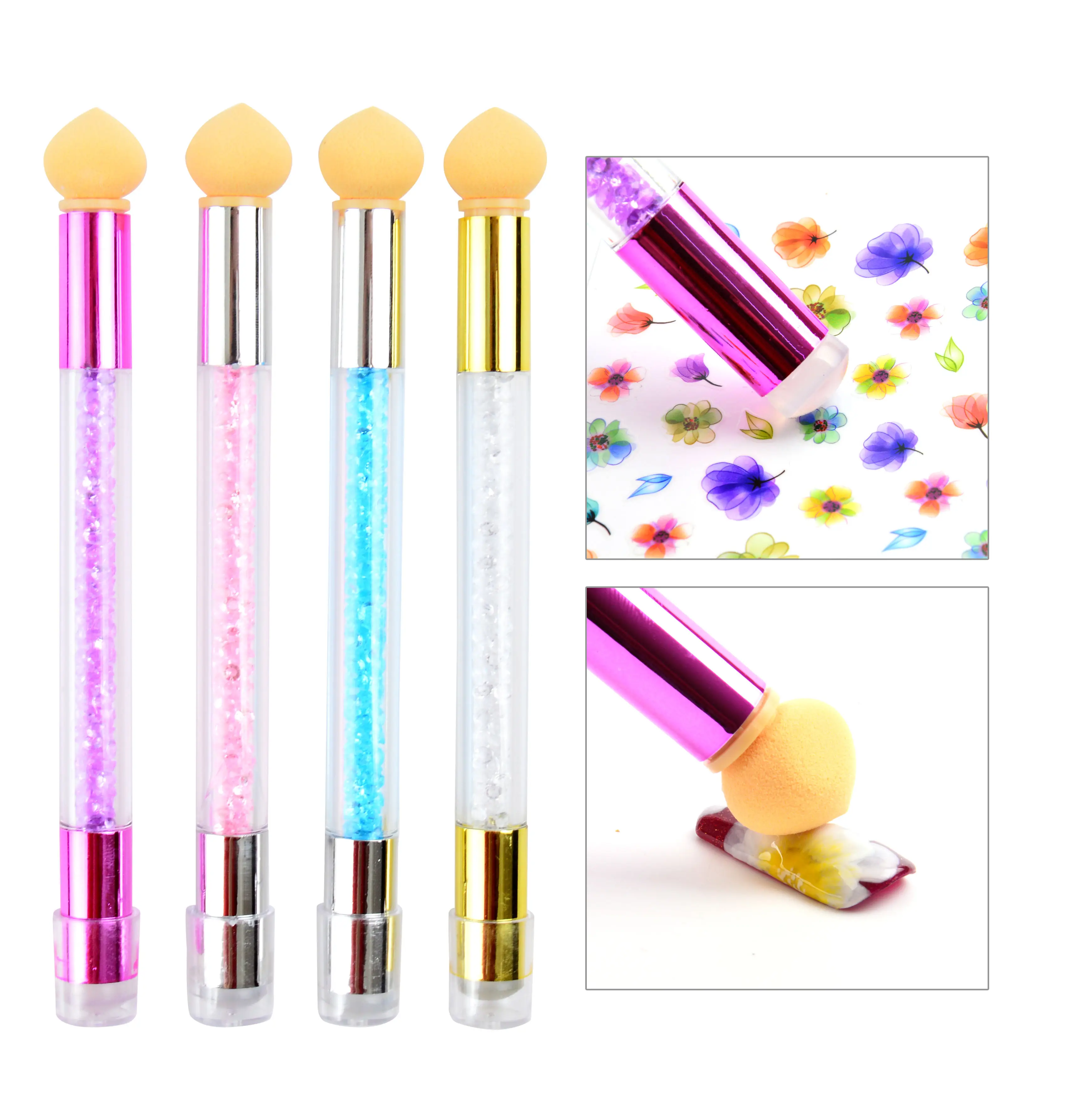 

1 PC Gradient Stamping Design Nail Brush Gradient Shading Dotting Painting Pen Sponge Silicone UV Gel Manicure Tool 2 Way