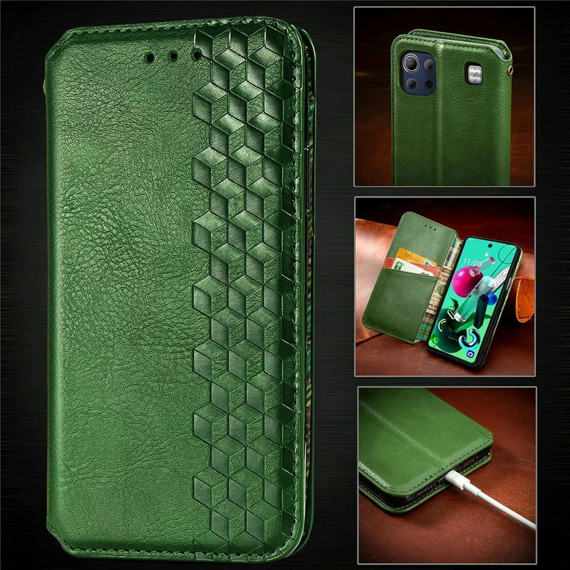 

for LG Stylo 7 K52 K42 Style3 L41A Stylo6 K71 Velvet 5G Lattice PU Leather Flip Wallet Magnetic Closure Phone Case Cover