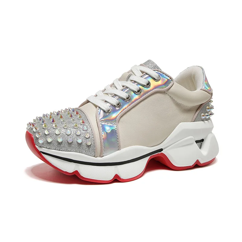style 19 Emma king/Дизайнерские кроссовки на платформе; женская спортивная обувь на шнуровке для бега; Повседневная обувь из вулканизированной кожи и лайкры на плоской подошве; Прогулочные кроссовки - Цвет: style 19