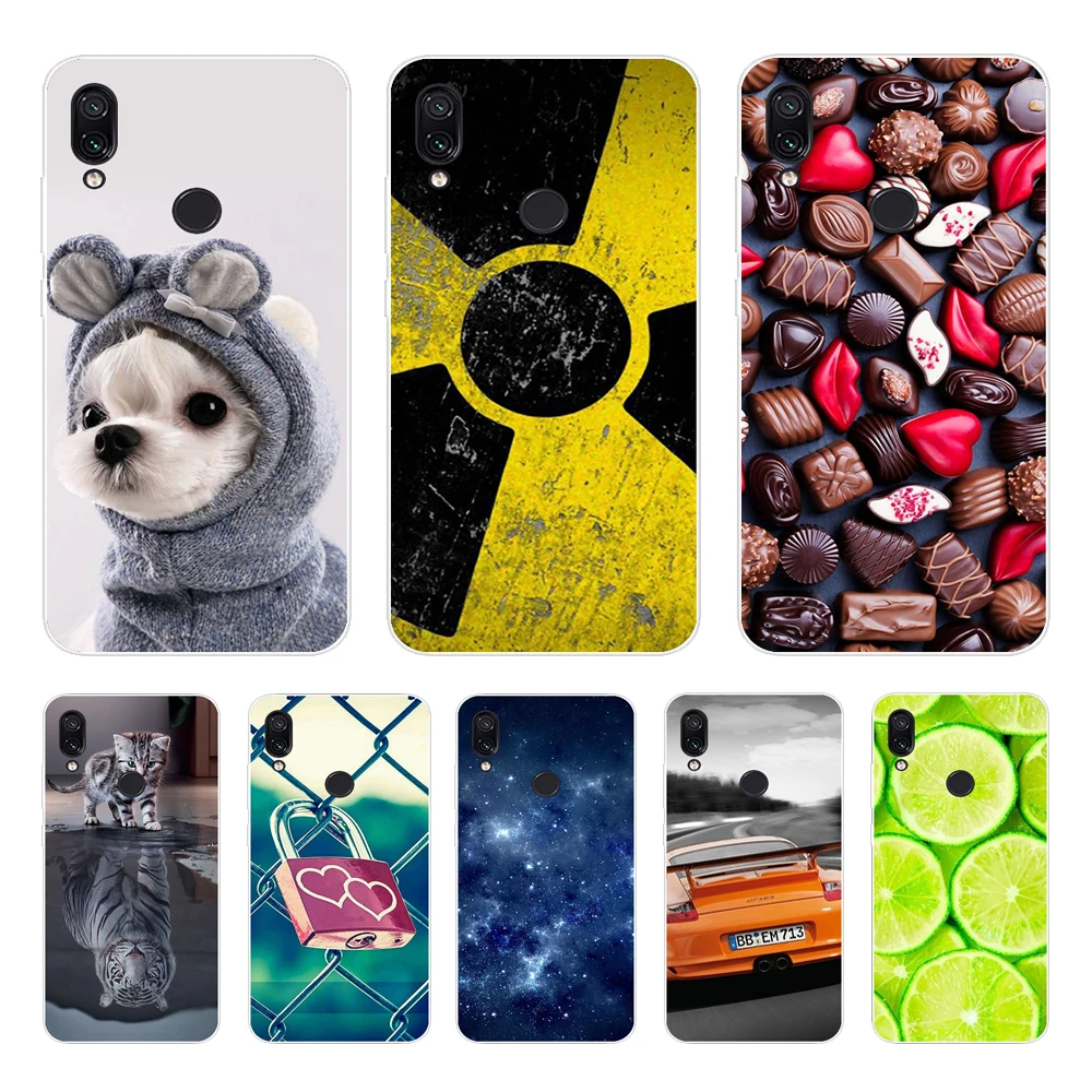 Чехол для Xiaomi Redmi Note 7 мягкий силиконовый чехол с изображением милого кота